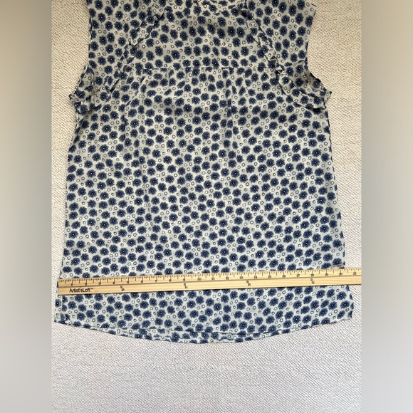 LOFT Ruffle Top/Blouse | Color: Blue,White,black Print | Size: XS - Picture 15 of 15